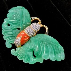 Signed KJL Kenneth Jay Lane Butterfly Moth Brooch Pin